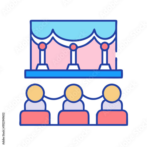 Vector Illustration of Three Speakers on Stage at an Award Ceremony