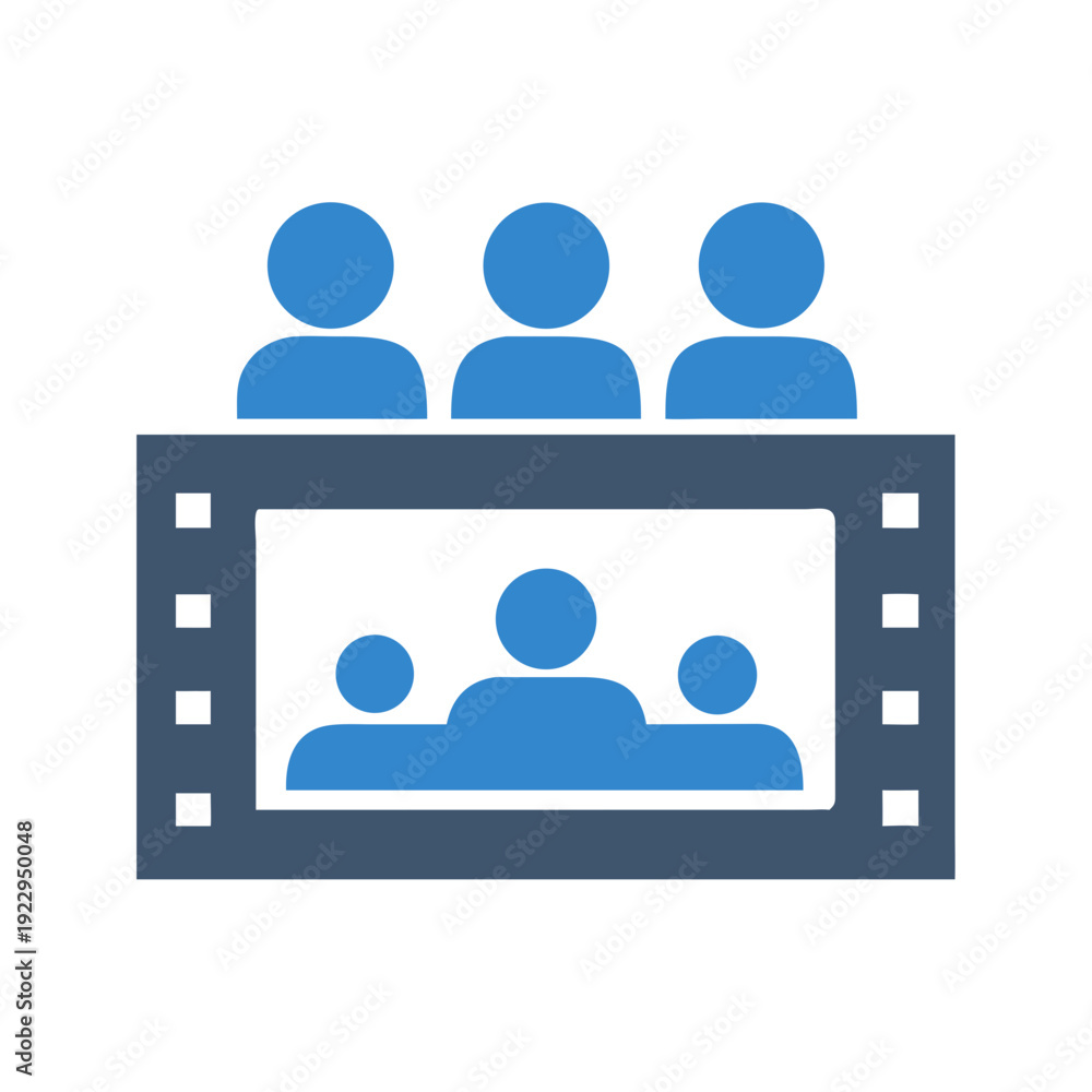 Obraz premium Film strip icon depicting crowd or audience, modern flat vector illustration