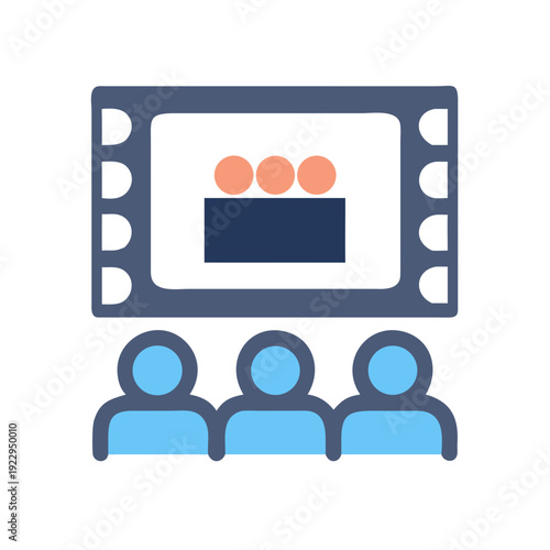 Cinema Audience Flat Icon for Movie Theater and Entertainment Design