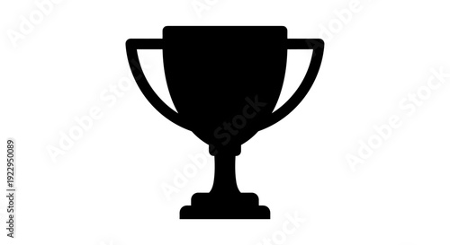 Black Trophy Cup Icon on White Background