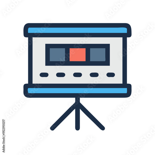 Presentation board icon on black background, data, diagram, chart