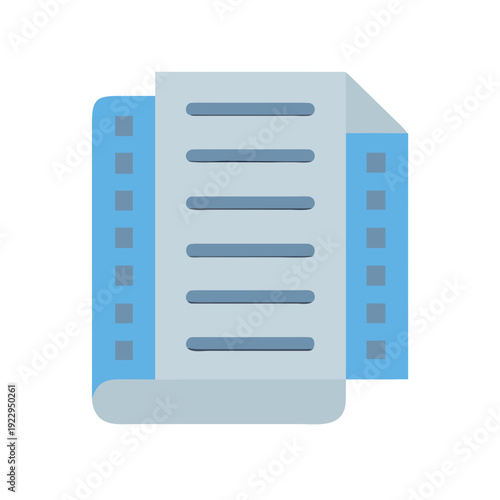 Stylized graphic of stacked documents with content, for report and accounting use