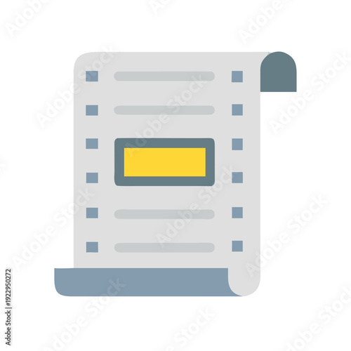 Flat design icon of a document, representing report, list, or information