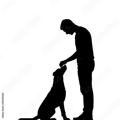 MAN LAYING HORIZANTAL TOUCHING A LEAPING DOG CAPTIRING TRUST BALANCE MOTION AND CONNECTION IN ABOLD BLACK DESIGN