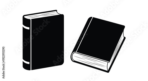 Two black books depicted in a simple graphic style illustration