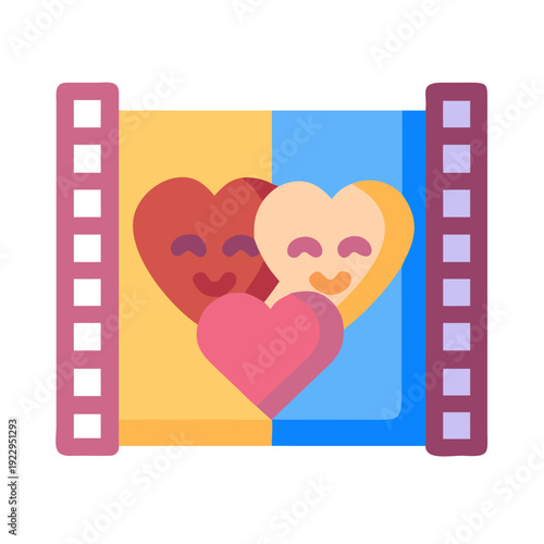 Heart Movie Film: Concept for romantic movies, love story film strip, love theme