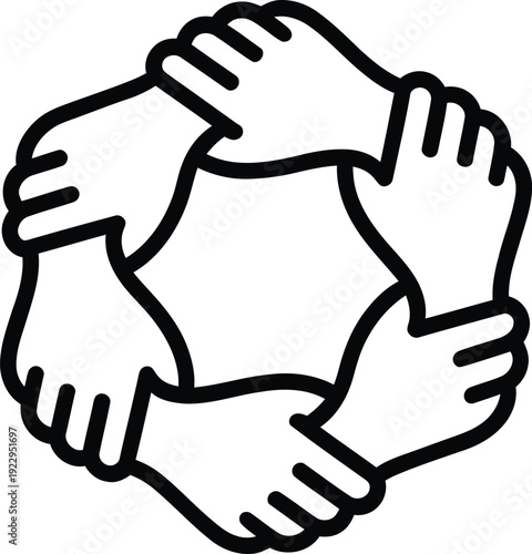Hands joining together in a circle for teamwork and partnership