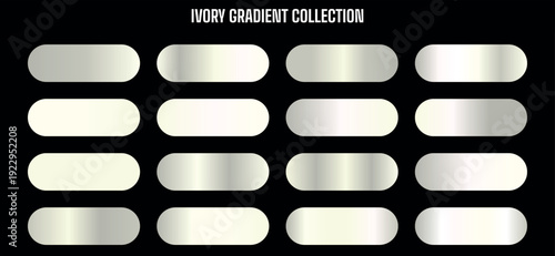 Ivory gradient oval buttons, metallic shiny effects, for website or app UI, mockup elements, gradient collection, isolated on transparent background, png