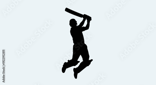 Cricket player in dynamic action pose swinging bat with intensity