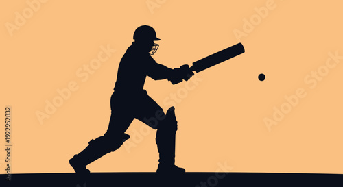 Cricket player in action hitting ball with bat