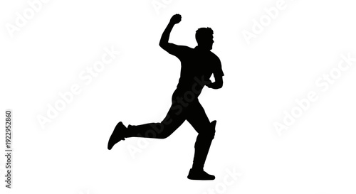 Dynamic silhouette of a man running with fist raised in determination