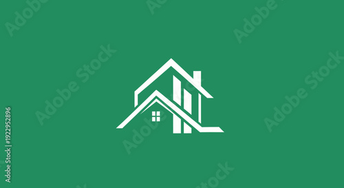 Modern minimalist house graphic with upward trending bars symbolizing growth and success.