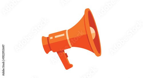 Simple minimalist orange megaphone with a flat design, angled slightly on a white background for clear messaging.