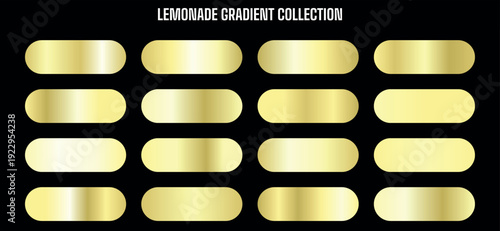 Golden gradient buttons collection, shiny metallic oval shapes, for website or app UI, buttons for mockup, overlay effect, Isolated on transparent background, png