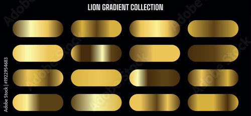 Golden metallic gradient ovals, shiny gold buttons or labels, for website, banner or presentation, Isolated on transparent background, png