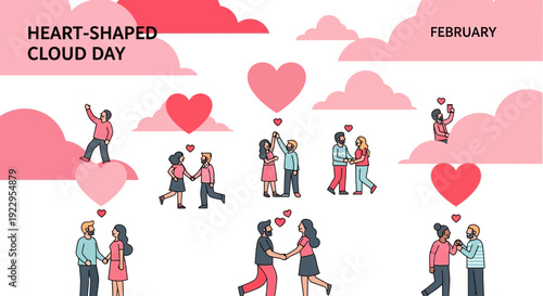 Heart Shaped Cloud Day February Couple Love Romance Valentine's Day