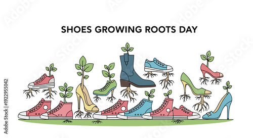 Shoes Growing Roots Day Celebration - Footwear Planting Concept