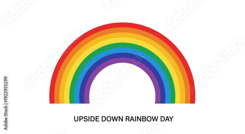 Upside Down Rainbow graphic symbol, bright colors, white background