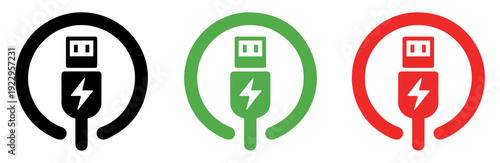 phone charger cable icon set