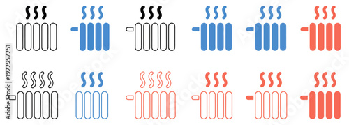heating radiator temperature control icon set