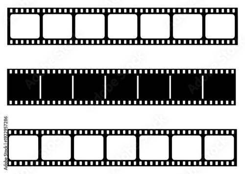 retro film strip frame icon set