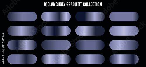 Gradient blue metallic oval shapes collection, for background or texture overlay, Isolated on transparent background, png