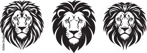 Lion head logo symbol, lion face set vector illustration design eps
