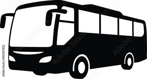 Public Transport Bus Vehicle Silhouette Transportation Vector Illustration Icon