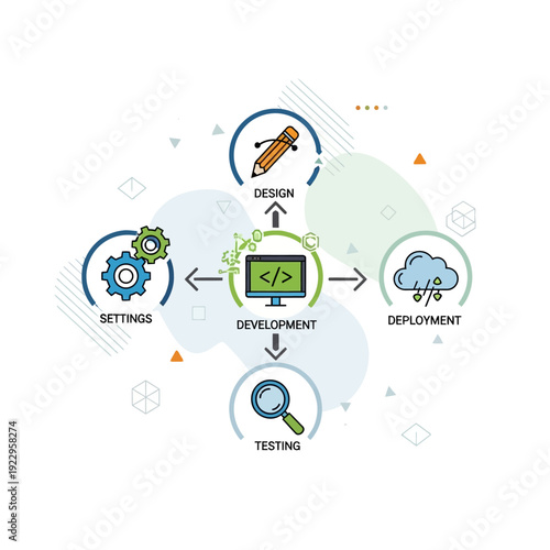 A modern social network concept featuring a vector illustration of social media icons and communication symbols connecting people through cloud technology and mobile internet devices for global busine