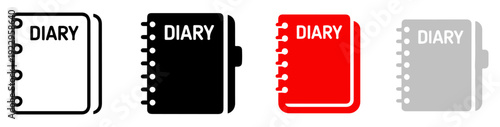 red diary notebook icon vector
