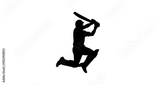 Cricket player hitting ball with bat in dynamic silhouette