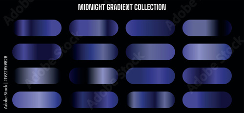 Midnight blue gradient shapes collection, vector gradient bars, for website background or overlay effect, Isolated on transparent background, png