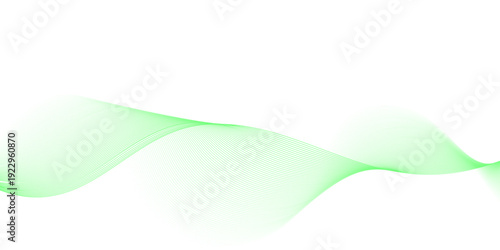 Abstract green wave lines background, digital energy technology concept, minimal dynamic line art curve flowing particles, smooth swirl twisted pattern, undulate motion blend effect, PNG illustration.