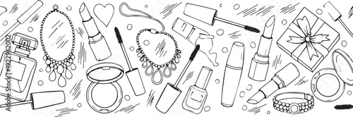 Cosmetics and beauty accessories pattern