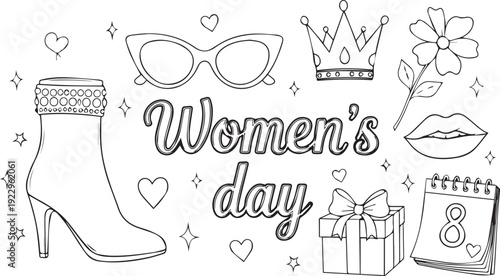 Feminine lifestyle icons and typography