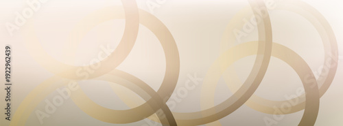 Minimalist 3D Golden Rings Abstract Background with Overlapping Geometric Circles, Luxury Neutral Beige Texture for Modern Tech Banner and Web Header