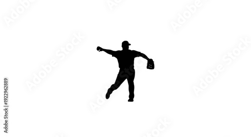 Baseball player throwing ball in dynamic motion on white background