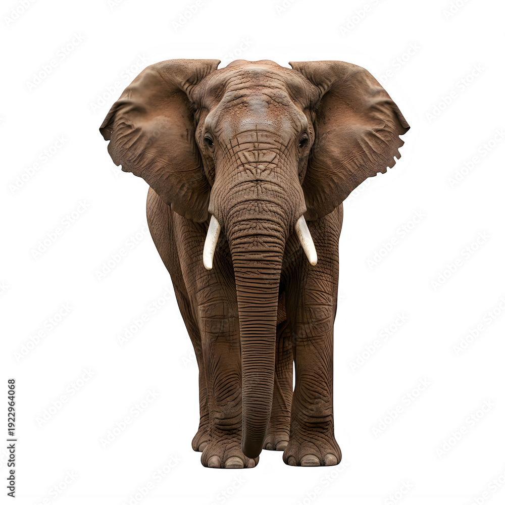 Fototapeta premium Majestic elephant standing isolated on transparent background