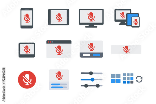 Simple mute layout desktop reset floating sheet icon control vector generation image
