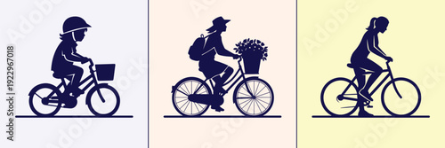 Vintage Bicycle and Basket Silhouette Bundle Featuring Retro Bikes, Flower Baskets, Picnic Scenes, Tandem Rides, and Lifestyle Outdoor Vector Illustration Design