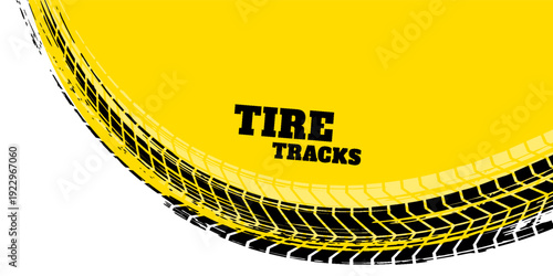 Rally racing sport grunge background, vector checkered flag and tire tracks road race pattern.