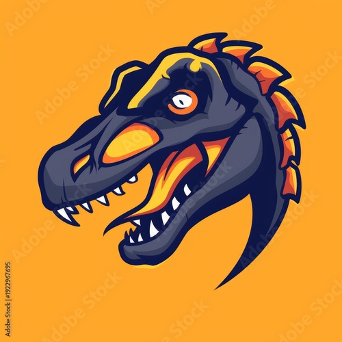 Wallpaper Mural Fierce and angry cartoon dinosaur mascot, illustration of a strong character Torontodigital.ca