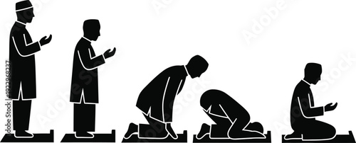 Sequence of muslim prayer positions