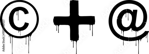Graffiti Copyright Plus At Symbols Black White