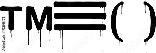 Graffiti Style Drip Symbols Set on White Background