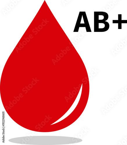 AB positive blood type icon for medical use. AB positive group drop isolated on transparent background. Red drop symbol represents healthcare, donation and transfusion services vector illustration.
