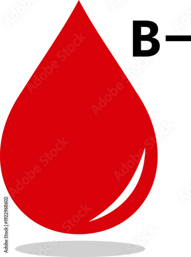 B negative blood type icon for medical use. B negative group drop isolated on transparent background. Red drop symbol represents healthcare, donation and transfusion services vector illustration.