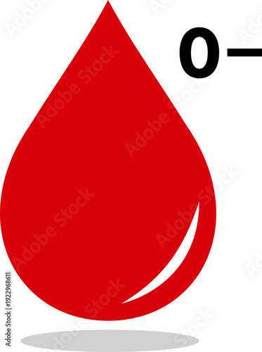 O negative blood type icon for medical use. O negative group drop isolated on transparent background. Red drop symbol represents healthcare, donation and transfusion services vector illustration.