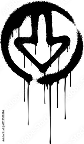 Urban Graffiti Arrow Down Symbol with Paint Drips