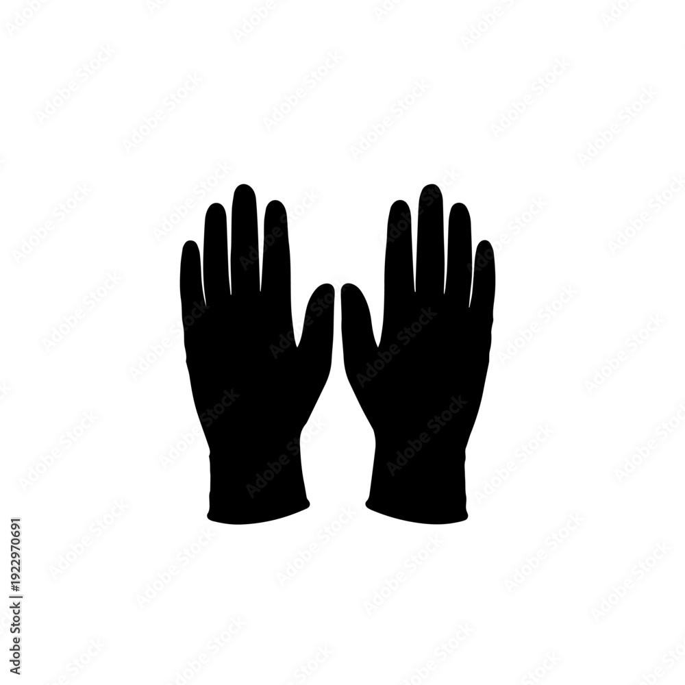 Obraz premium Black Protective Gloves Silhouette Icon Vector